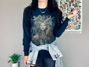 Sudadera Vintage de algodón coreano de alta calidad para mujer con cuello levantado, tela de Jersey bordada e impresa y ajuste relajado - Product Image 3