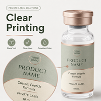 Étiquettes personnalisées pour flacons de peptides vert sauge et or rose, autocollants imperméables avec logo personnalisé pour flacons de sérum en verre de 10 ml
