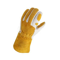 Guantes de trabajo para hombre de cuero de grano de cabra con dorso de tela de algodón entrelazado, transpirables, cómodos para conducir