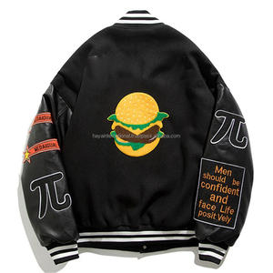 ร้อนขายที่กำหนดเองเย็บปักถักร้อยแพทช์ผู้ชายผู้หญิงเย็นเบอร์เกอร์ออกแบบ100% ผ้าขนสัตว์ตัวแทนแจ็คเก็ต - Product Image 6