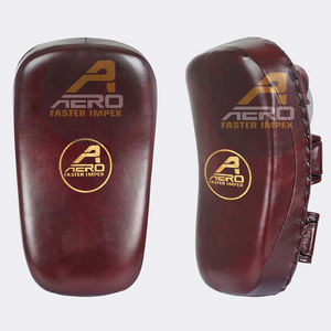 AERO MMA Muay Thai guantes de enfoque curvo almohadillas de entrenamiento logotipo personalizado OEM cuero genuino profesional Kickboxing almohadillas de bloqueo - Product Image 1
