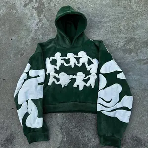 Unisex personalizado 3D impreso Logo pulóver sudaderas 100% algodón Puff estampado con capucha sudaderas con capucha para hombres para invierno y señora - Product Image 3