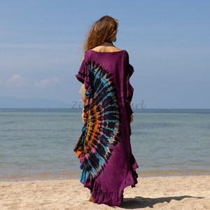Body Cover Up de diseño premium para mujer Rayon Tie Dye Kimono Beach Cover Ups Poncho Caftan Dress a precios al por mayor a granel OEM - Product Image 5