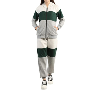 Chándal deportivo para mujer, tejido ligero, dobladillo elástico, material transpirable, chaqueta con cremallera, pantalones cónicos para correr y uso informal - Product Image 1