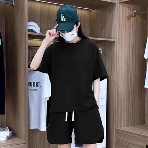 2025 américain lourd couleur unie petit décolleté T-shirt à manches courtes hommes été 425G Shorts Sports et loisirs costume ample - Product Image 4