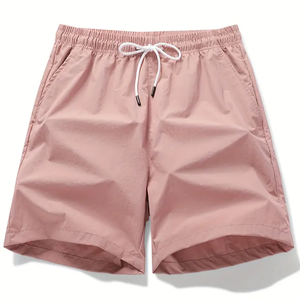 Pantalones cortos informales para hombre con bolsillos con cordón Color sólido Ligero y ecológico para deportes de verano y ropa de vacaciones - Product Image 1