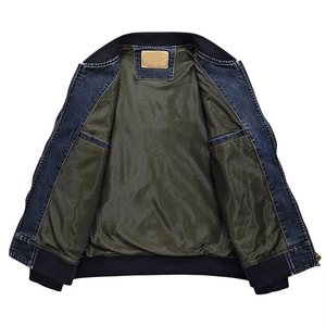 Blouson Bomber en Jean Slim Fit Personnalisé pour Homme – Style Vintage Décontracté avec Fermeture Éclair – Veste en Jean Tendance Streetwear – Blouson Universitaire - Product Image 2