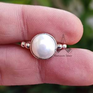 Handmade 925 Sterling <b>Silver</b> Freshwater Pearl <b>Statement</b> <b>Ring</b> for Women Birthday Anniversary Christmas Valentine's Day Gift - Product Image 5