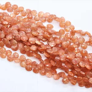 Nouvelle arrivée pierre de soleil à facettes en forme de coeur perles de briolette en vrac 6-7mm perles de pierre naturelle pour la fabrication de bijoux au prix de gros - Product Image 3