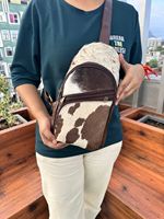 Nouveau cuir de vachette fabriqué à la main en plein air unique épaule poitrine sac Western cheveux sur cacher en cuir véritable cyclisme sport sacs à bandoulière