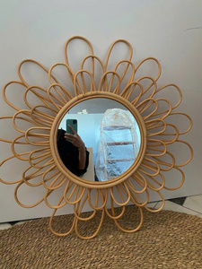Art Decor Round Handicraft Rattan Wall <b>Hanging</b> <b>Mirror</b> for Home Decor - Product Image 2