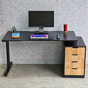 GD68087 Home Office Gaming Desk 150x70cm with Cabinet Legs and <b>Iron</b> Legs Rubberwood Frame MDF Surface Assembly Required - Product Image 3