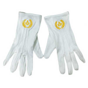 Bajo MOQ Logotipo bordado personalizado Guantes masónicos Blanco 100% Algodón Freemason Regalia Guantes de mano - Product Image 3