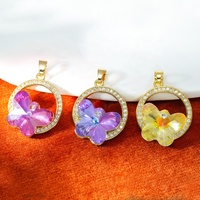 Breloques papillon zircon cubique coloré étincelant plaqué or 18 carats mignon petit Micro pavé CZ papillon pendentifs collier bijoux