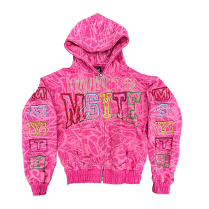 เสื้อฮู้ดดี้สตรีทแวร์ทรงโอเวอร์ไซส์แบบครอป ผ้าเฟรนช์เทอร์รี่ฟอกสีสไตล์วินเทจ ดีไซน์ซิปแบบดิสเทรส - Product Image 3