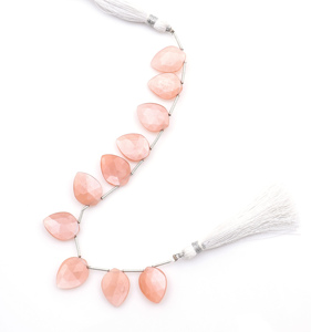Perles de pierre de lune de pêche à facettes naturelles rondes en vrac pour bracelets et colliers à bricoler soi-même fournitures de fabrication de bijoux - Product Image 3