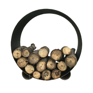 Estante de leña redondo negro de excelente calidad, soporte de troncos, estante de almacenamiento de madera de fuego de Metal para herramientas de chimenea de jardín - Product Image 1