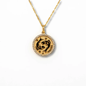 Pendentif en argent massif 925 et alliage doré avec pendentif rond tendance pour homme et femme et avec diamants incrustés - Product Image 1