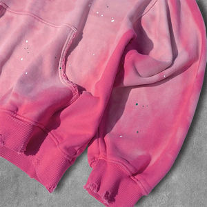 OME Service Heavy Weight Men's Oversize Hoodies Pink Color Distress Sun Fad Sudadera con capucha para hombre para invierno - Product Image 5