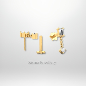 Premium Diamond <b>Stud</b> Earrings 14K Solid Gold Natural Lab Grown Diamonds IGI GIA Certified Internally Threaded Piercing Jewelry - Product Image 5