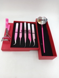 Pinzas para Extensión de Pestañas de Acero Inoxidable con Recubrimiento en Polvo de Diferentes Colores, Agarre de Diamante, Estilo Labial, Rizador Profesional con Espejo - Product Image 2