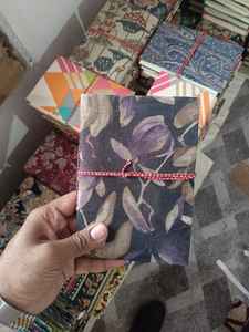 Journaux recouverts de tissu de coton imprimé sur mesure de taille 5 pouces fabriqués avec des papiers faits à la main en coton de couleur rose - Product Image 5