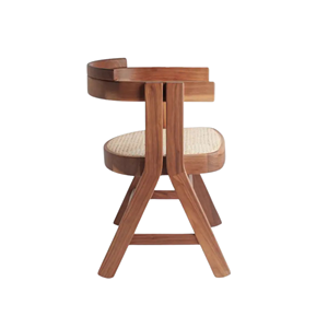 Chaise de salle à manger en bois massif avec accoudoirs incurvés et siège en osier pour café, restaurant, hôtel et usage intérieur - Product Image 3