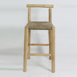 Solid Teak Wood Bar <b>Stool</b> Natural Seagrass Seat Handmade Eco-Friendly Durable Outdoor <b>Workshop</b> Kitchen Island Counter <b>Stool</b> - Product Image 2