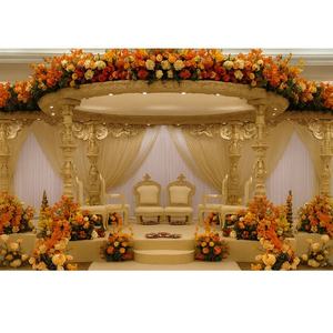 Mariage indien en bois Akshardham Mandap scène de mariage ronde hindoue avec sculpture pour dôme et piliers cérémonie décoration usine - Product Image 1