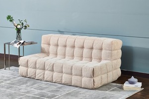 Canapé convertible moderne à trois places, fauteuil, salon, mobilier nordique, éponge compressée, revêtement en tissu capitonné - Product Image 3