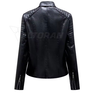 เสื้อแจ็คเก็ตหนังผู้หญิง หนังเรียบ เสื้อคลุมหนังผู้หญิง แจ็คเก็ตหนังผู้หญิงทันสมัย ใส่ได้ทุกวัน - Product Image 2