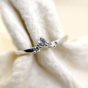 3mm Round Cut Lab Created Diamond Cluster <b>Ring</b> | <b>Dainty</b> Moissanite Three Stone Minimal Band | 925 Silver or 18K Gold Plated - Product Image 1
