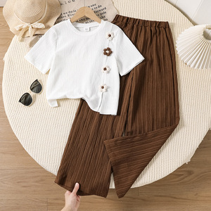 Vêtements d'été en gros pour filles 2026 : Robe longue florale, jupe à pois, <span class=keywords><strong>pantalon</strong></span> <span class=keywords><strong>cargo</strong></span> – Ensemble 2 pièces pour enfants, collection boutique - Product Image 5