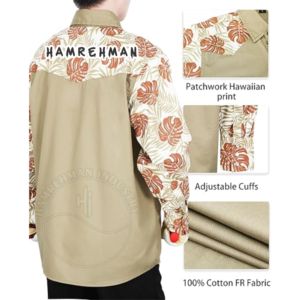 Chemise de travail pour homme, manches longues, 100% coton bleu, ignifuge, résistante aux flammes, populaire, en promotion - Product Image 3