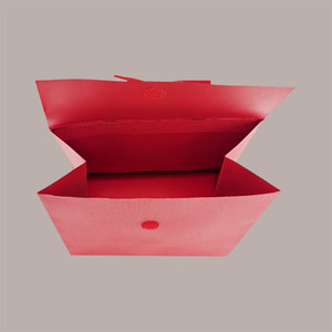 <b>Red</b> Satin <b>Ribbon</b> Gift Bag with Velcro Closure 24+11x21 cm 10 Piece Set - Product Image 3