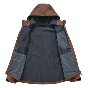 Veste d'entraînement de sport d'hiver pour hommes, capuche souple bouffante imperméable au vent à fermeture éclair pour le jogging en plein air en hiver - Product Image 5