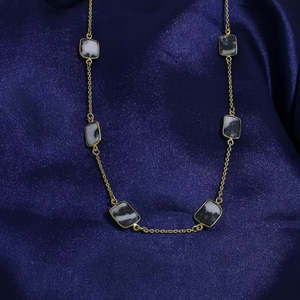 Collar de jaspe de cebra al por mayor, accesorio de piedras preciosas chapadas en oro - Product Image 5