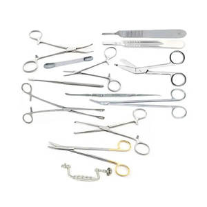 Juego de cirugía básica de 14 piezas Kit de instrumentos quirúrgicos manuales con fórceps Porta agujas Tijeras para hospitales CE OEM - Product Image 1