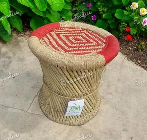 Taburete de caña Sarkanda de mimbre de bambú Natural hecho a mano auténtico estilo de diseño moderno para sala de estar consola con incrustaciones de hueso de jardín - Product Image 2