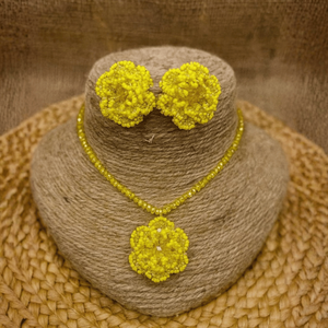 Luxury Bohemian Sunburst Bloom <b>Beaded</b> <b>Set</b> Fine Stainless Steel Jewelry with Gold Plate for Party or Gift - Product Image 1