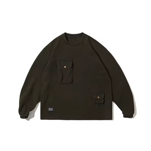 Moda para invierno Sudadera de alta calidad para hombre con punto de gofre y bolsillo de carga Logotipo personalizado Casual DDP Envío - Product Image 4