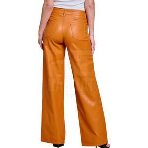 กางเกงหนังแฟชั่นผู้หญิงเอวสูงหนังนิ่มยืดได้สำหรับผู้หญิงกางเกงหนังลำลอง - Product Image 3