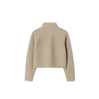 Veste en polaire micro-coupe courte tendance couleur crème avec fermeture éclair intégrale