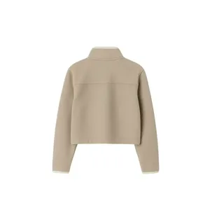 Trendy Cream Cropped <b>Micro</b> <b>Fleece</b> Full Zip <b>Fleece</b> <b>Jacket</b> - Product Image 2