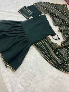 Ethnic Garment Self Designed Party Wear Designer GEORGETTE <strong>Half</strong> and <strong>Half</strong> Embroidered <strong>Saree</strong> with Blouse Indian Women - Product Image 2