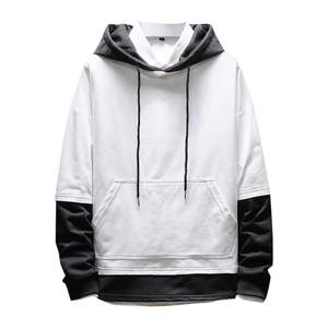 Solid Color Pullover Splicing Patchwork Regular Fit <b>Velour</b> Outerwear <b>Sweatshirt</b> Hip Hop Style Autumn Hoodie OEM Wholesale Screen - Product Image 1