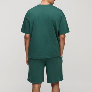 Article tendance haut de gamme T-shirt surdimensionné 100% coton et ensemble court de 2 pièces ensemble de jumeaux pour hommes avec logo brodé personnalisé de couleur unie - Product Image 3