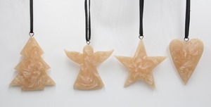 Ornements de Noël suspendus en résine faits à la main en forme de cœur, d'ange et d'étoile pour la décoration d'arbre de vacances, accents de maison de fête - Product Image 3