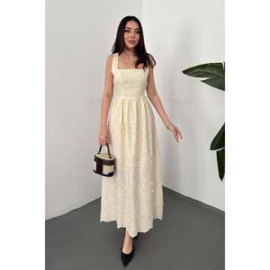 Robe brodée écru - Ecru - Product Image 1