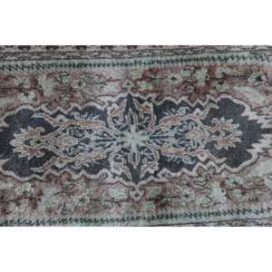 Turkish Vintage Rug 1.7x3.4 ft, <b>Brown</b> Striped <b>Wool</b> Rug - Product Image 5